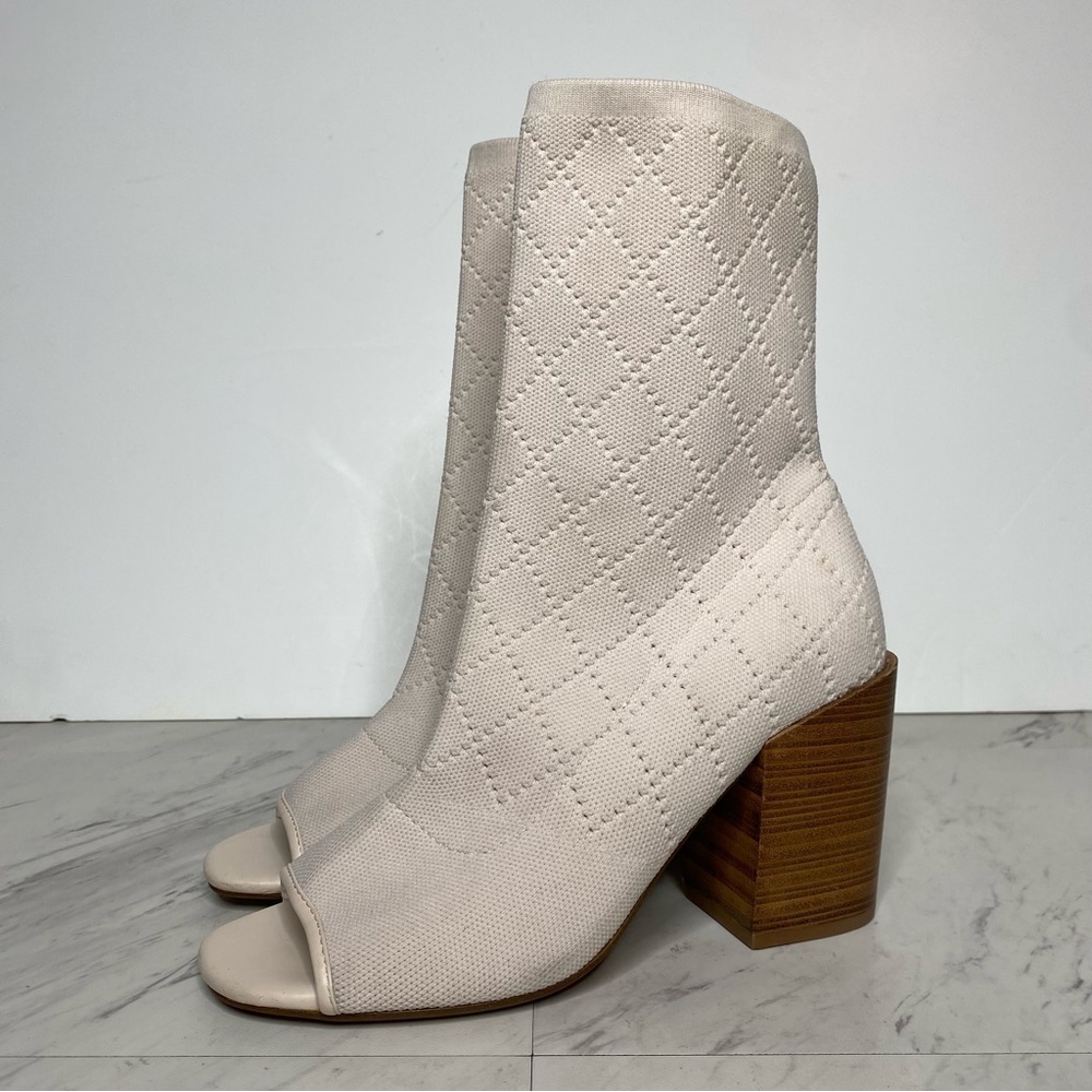 New! Kelsi Dagger Macey Knit Peep Toe Cream Sock Bootie 7 1/2 - Picture 15 of 15
